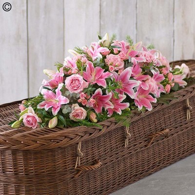 Pink Lily and Rose Casket Spray