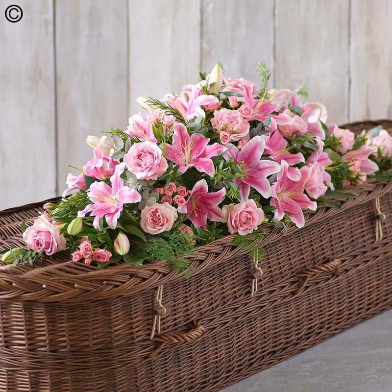 Pink Lily and Rose Casket Spray