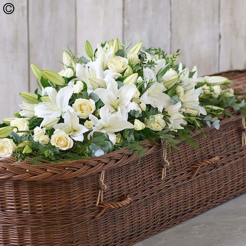 White Lily and Rose Casket Spray