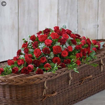 Red Rose and Carnation Casket Spray