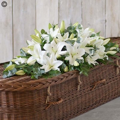 White Lily Casket Spray