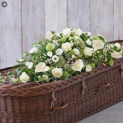 White and Green Casket Spray