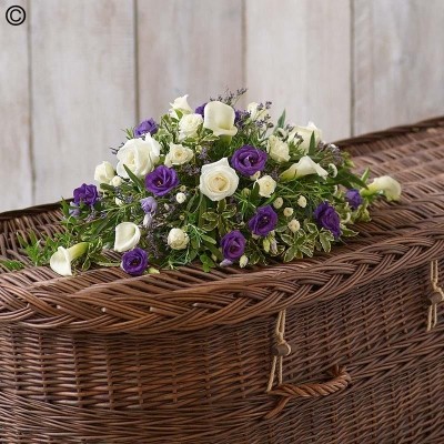 Petite Purple and White Casket Spray