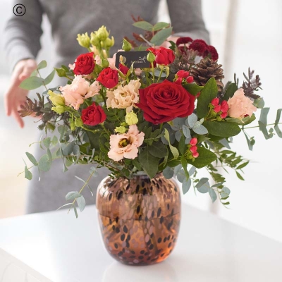 Elegant Red & Blush Vase Arrangement