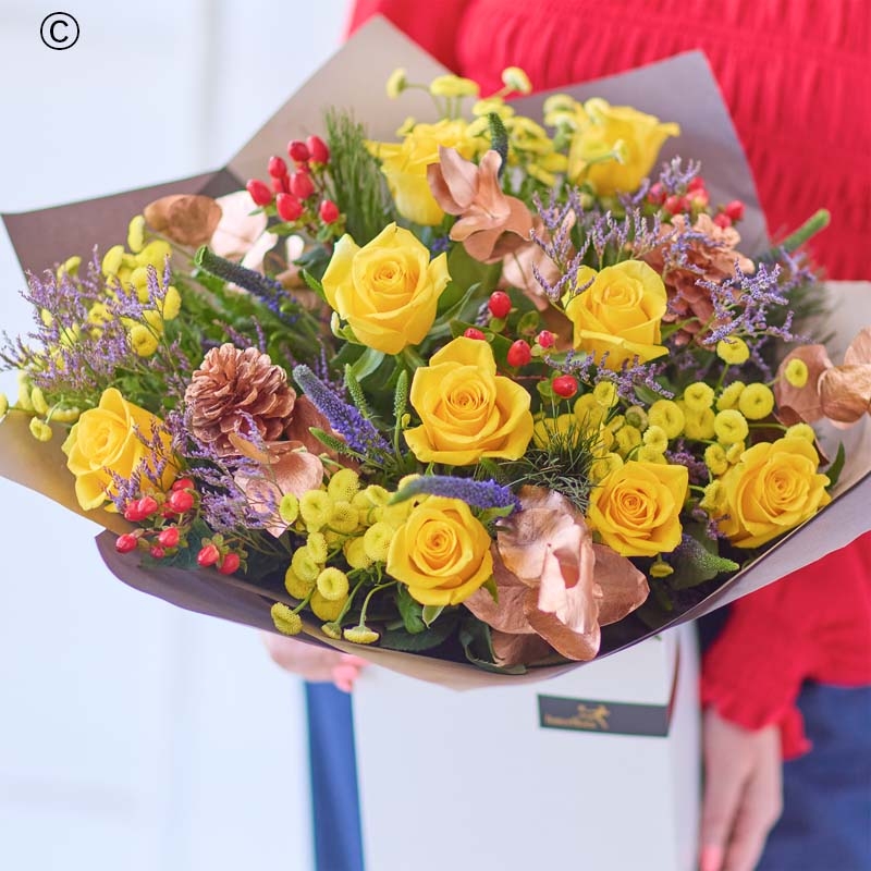 Yellow Roses Vibrant Hand tied
