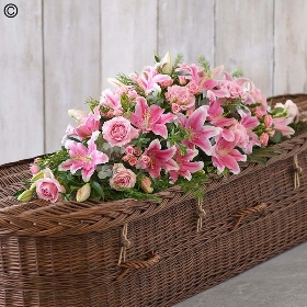 Pink Lily and Rose Casket Spray