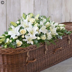 White Lily and Rose Casket Spray